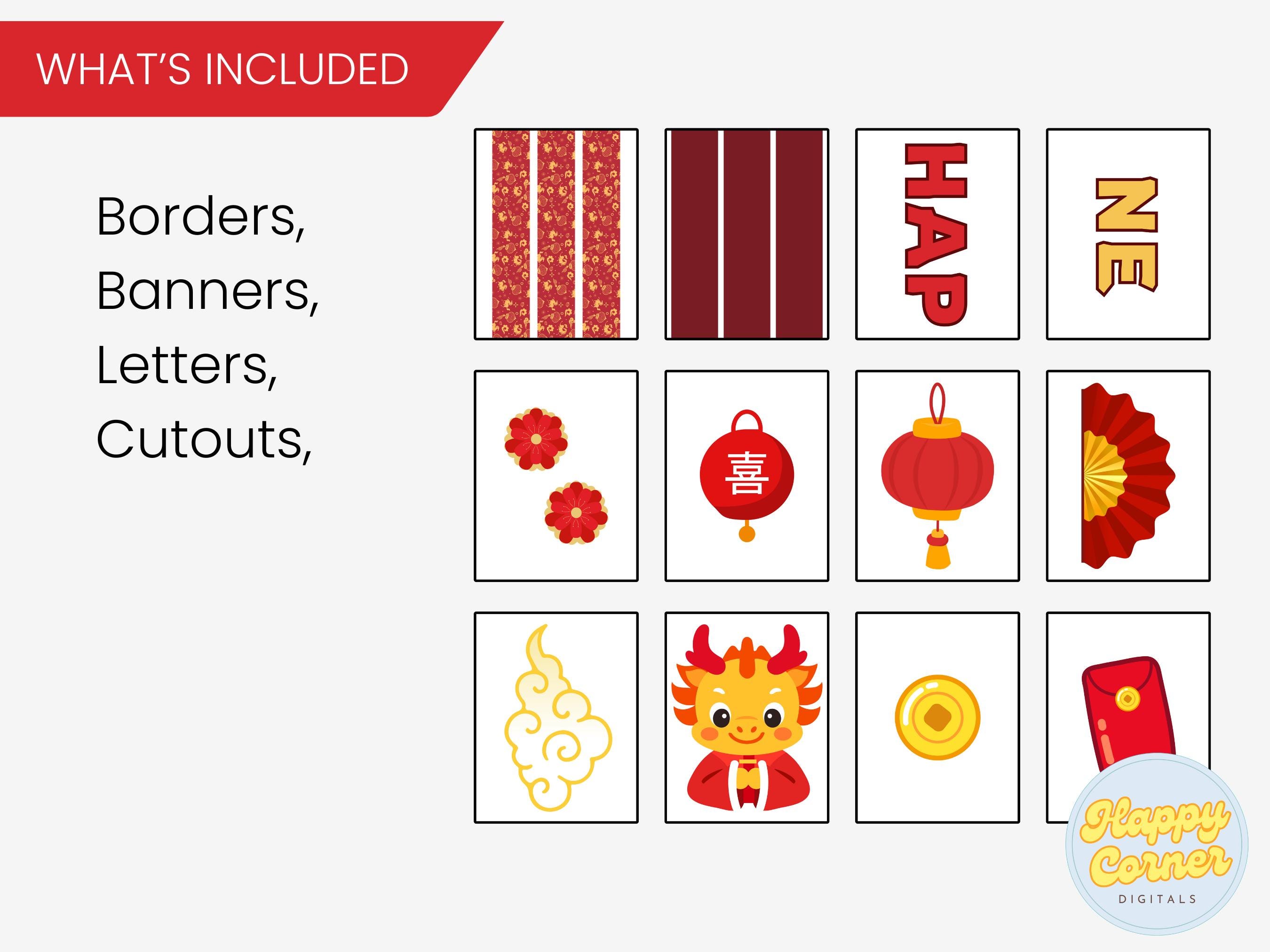 Happy Chinese New Year 2026 Dragon Theme Bulletin Board Kit Printable ...