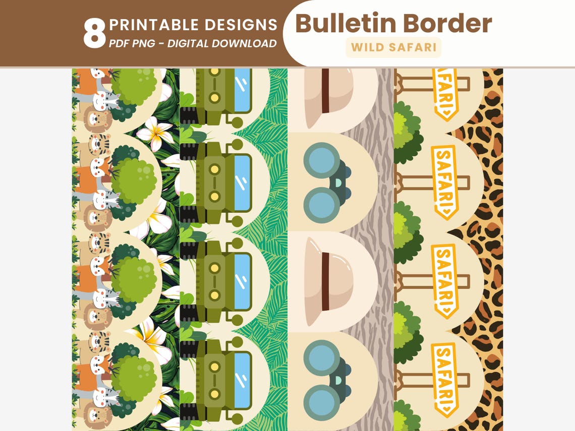 Safari Bulletin Board Borders Printable Wild Safari Boarders Zoo Safari ...