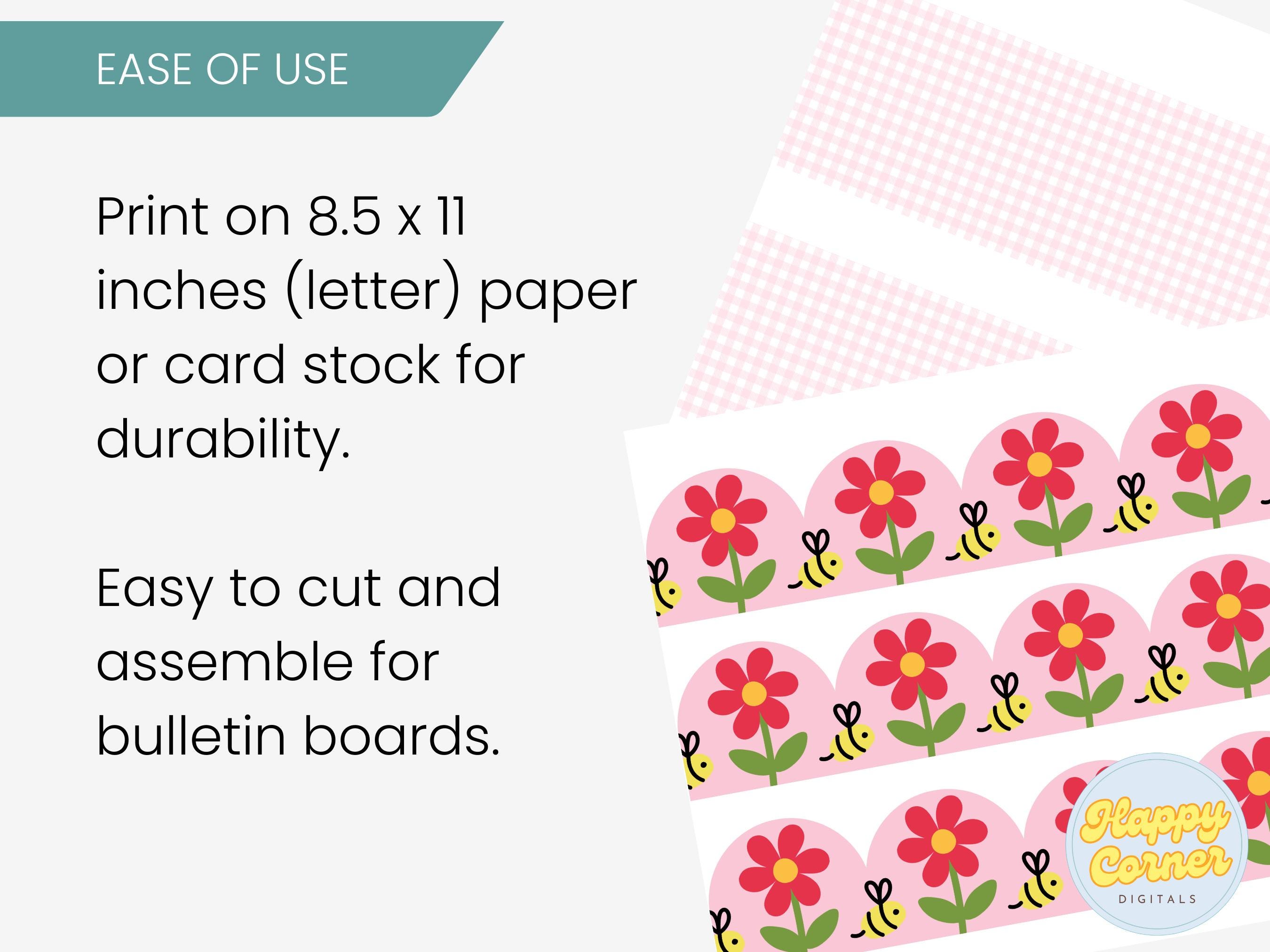 Spring Notebook Border Spring Flowers Borders for Classroom Bulletin Display Printable Spring ...