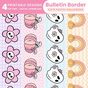 Cute Pastel Halloween Bulletin Board Borders Printable Pastel Halloween Borders Display Pastel Halloween Classroom Decor Pumpkin and Ghost