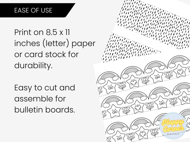 Black and White Bulletin Board Borders Classroom Decor Printable ...
