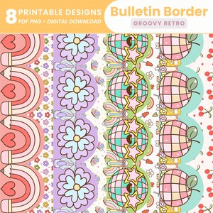 Groovy Retro Classroom Bulletin Board Borders Printable Back to School ...