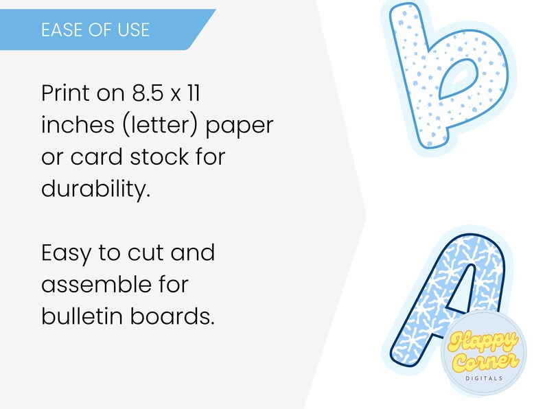 Winter Bulletin Board Letters Printable Snowflakes Alphabet Holiday ...