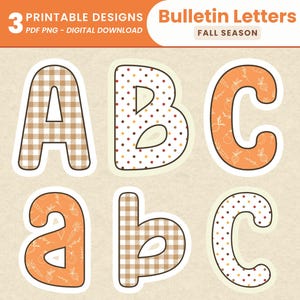 Fall Bulletin Board Letters Printable Autumn Alphabet Classroom Display Decor Fall Letter Cutouts Lettering Pack for Teachers and Boards