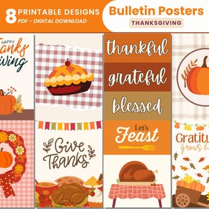 Thanksgiving Bulletin Posters Printable Thanksgiving Classroom Posters Display Fall Classroom Decor Thanksgiving Poster Set for Classroom