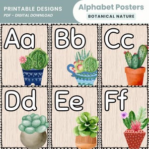 Botanical Nature Alphabet Wall Posters Classroom Display Plant Alphabet Posters Display Botanical Classroom Decor Printable Classroom Poster