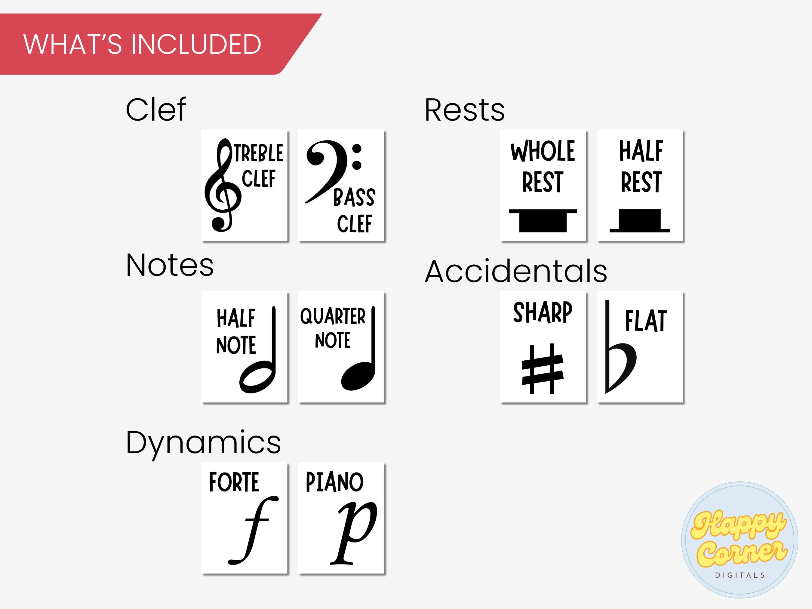 Music Notes and Symbols Bulletin Posters Printable Music Classroom ...
