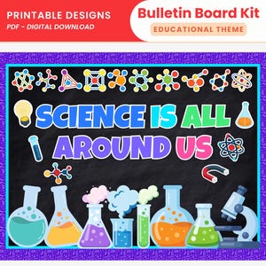 Science Is All Around Us Bulletin Board Kit Printable Chemistry Lab Classroom Decor for Bulletin and Door STEM Display