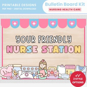 School Nurse Bulletin Board Kit Printable Cute School Nurse Clinic Welcome Bulletin Display Pastel Nurse Station Office Decor Medical Clinic