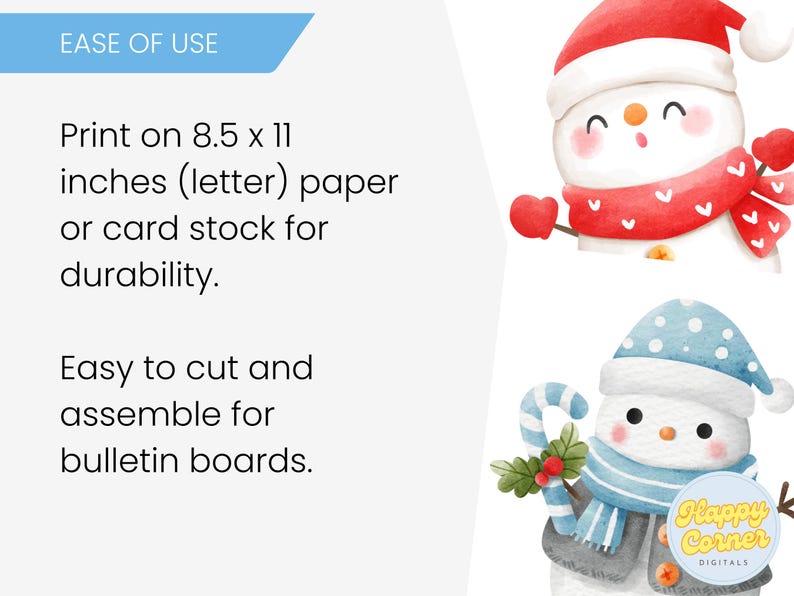 Winter reading snowman theme bulletin board kit print size