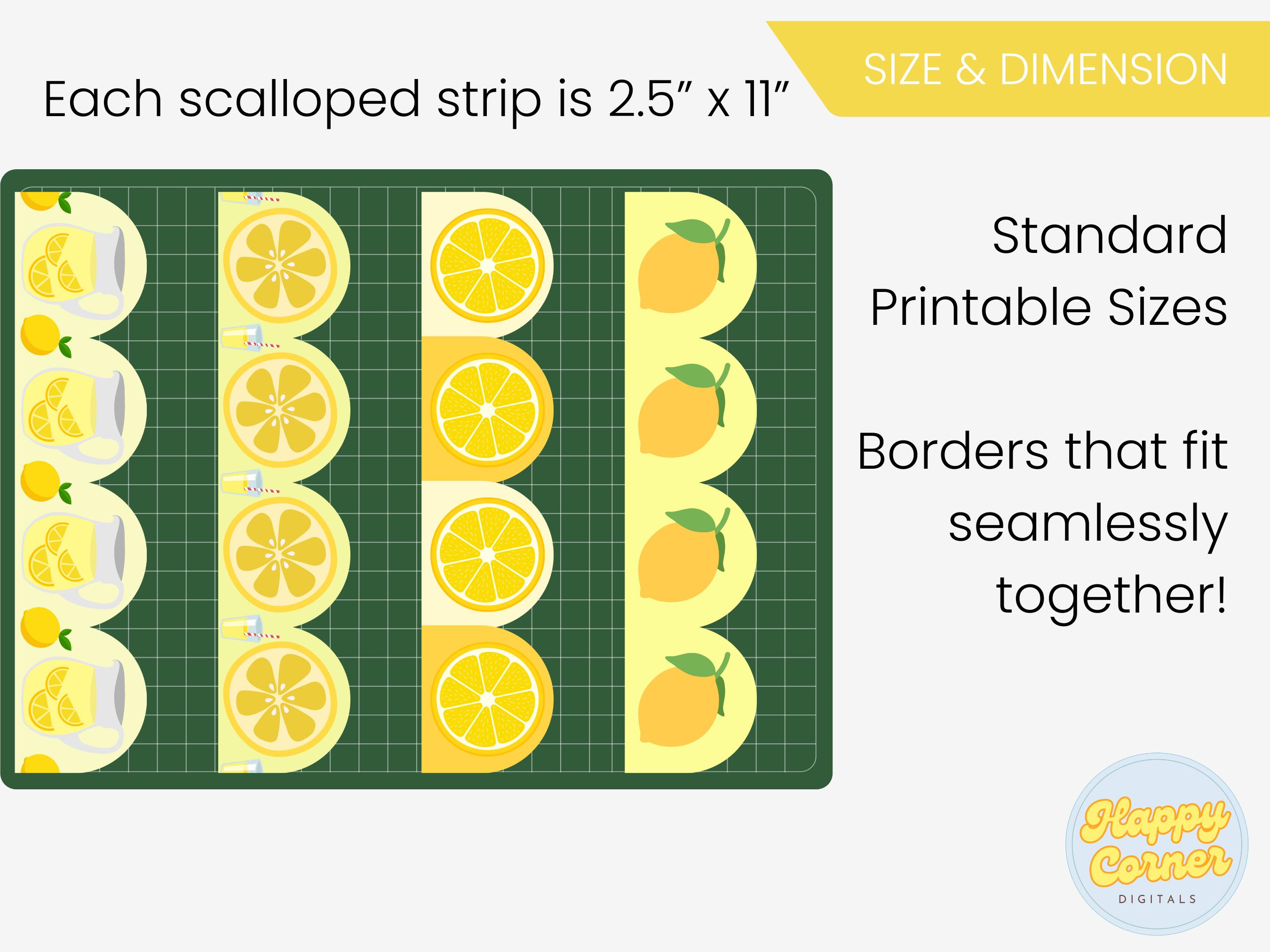 Lemon Bulletin Board Borders Printable Lemonade Display Borders Summer ...
