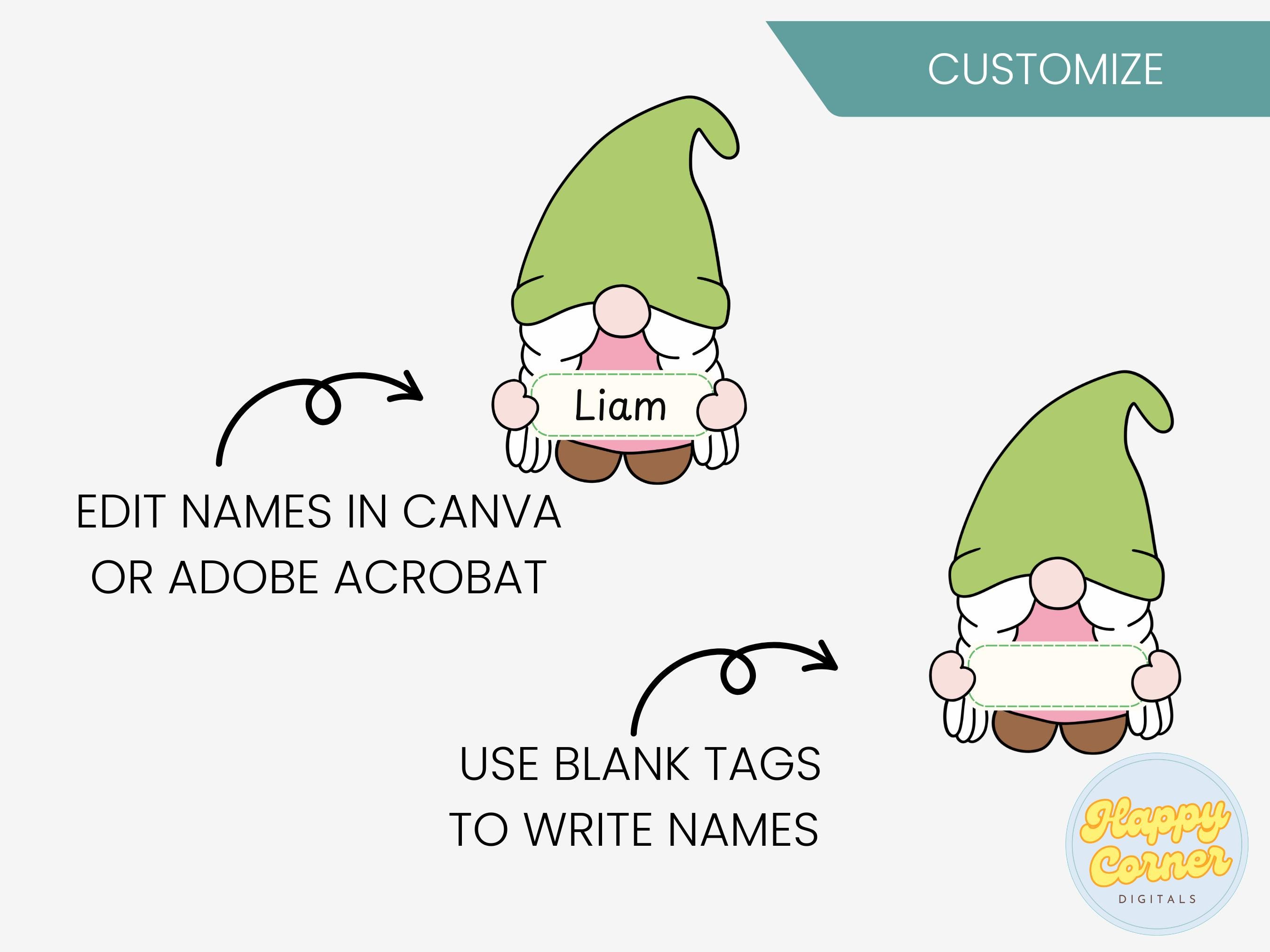 Spring Gnome Cubby Name Tags Editable Student Name Tags for Kids March ...