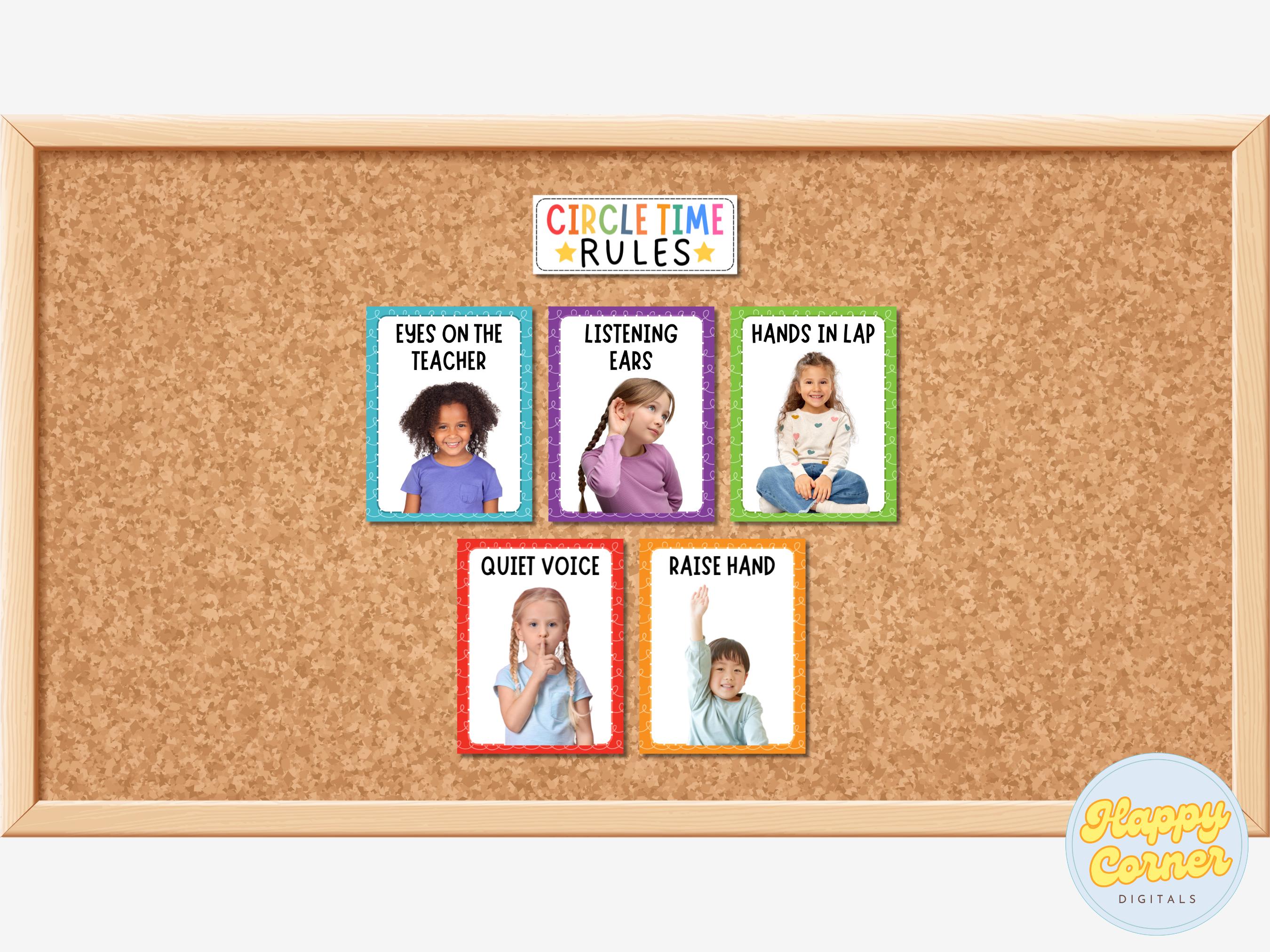 Circle Time Rules Bright Posters Printable With Real Kids Printable ...