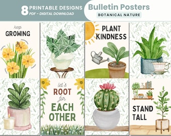 Classroom Posters Plants Botanical Nature Display Posters for Classroom Decor Wall Posters Printable Plants Quotes Posters Succulent Plants