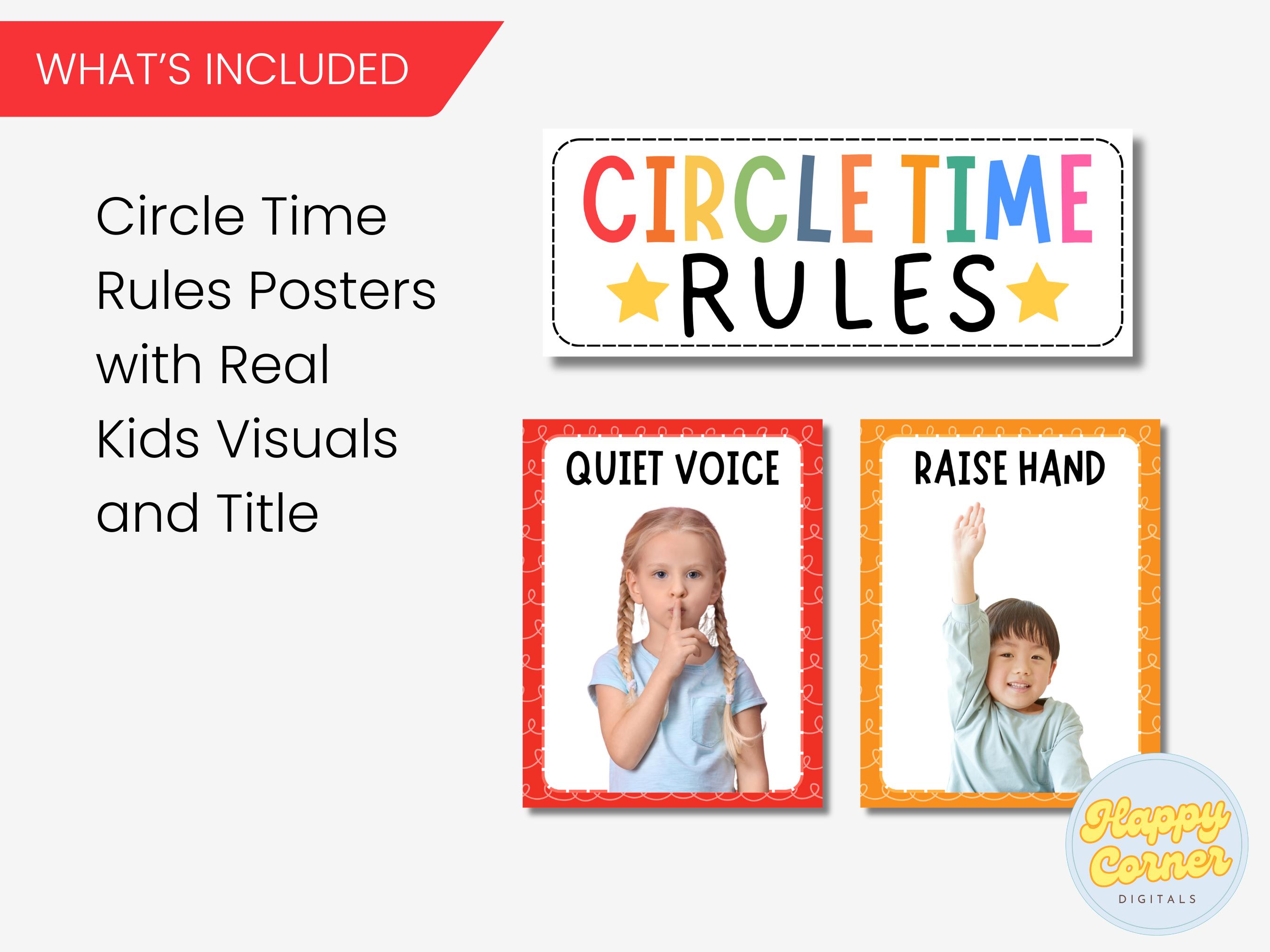 Circle Time Rules Bright Posters Printable With Real Kids Printable ...