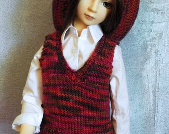 SD BJD sweater vest and beret Chocoberry