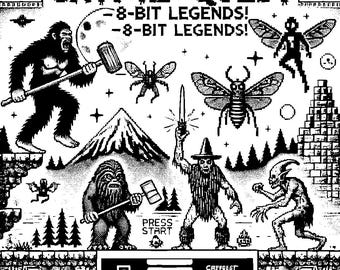 Libro da colorare NES Cryptids / Download digitale istantaneo / PDF stampabili per amanti di Cryptid e Nintendo