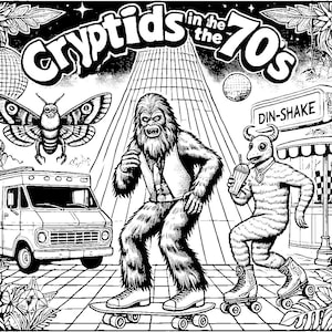 70s Cryptids Coloring Book | Instant Digital Download | Printable PDFs for Cryptid Lovers