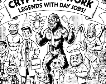 Cryptid Professionals Malbuch | Sofortiger digitaler Download | Druckbare PDFs für Cryptid-Liebhaber