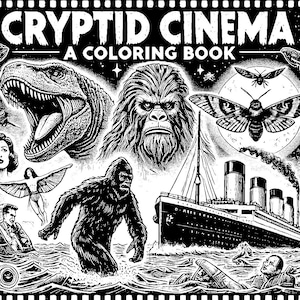 Cryptid Cinema Coloring Book | Instant Digital Download | Printable PDFs for Cryptid Lovers