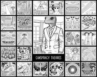 Conspiracy Theories Coloring Book Volume 1 | Instant Digital Download | PDFs for Conspiracy Lovers | Free Shipping and Instant Download!