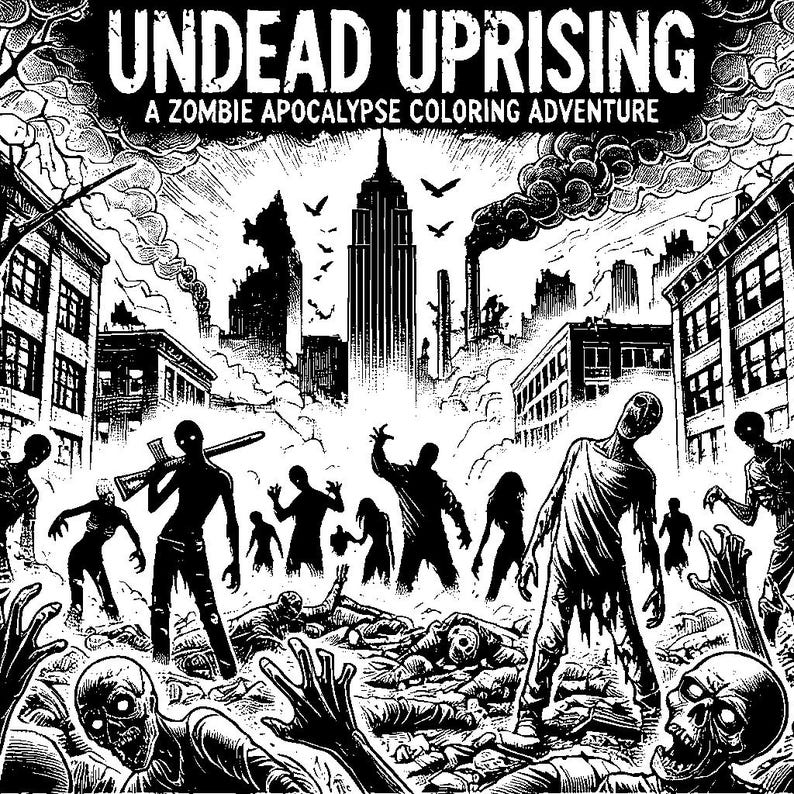 Zombie Apocalypse Coloring Book | Instant Digital Download | Printable ...