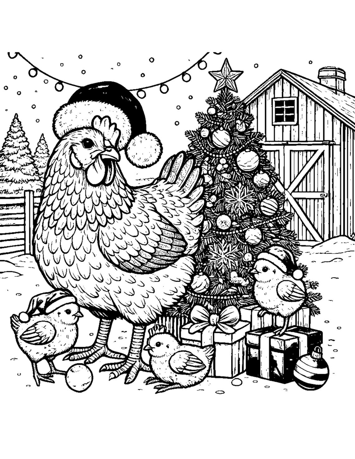 Christmas Chickens Coloring Book | Instant Digital Download | Printable ...