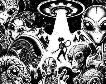 Aliens Coloring Book | Instant Digital Download | Printable PDFs for UFO and Alien Lovers | Free Shipping and Instant Download!