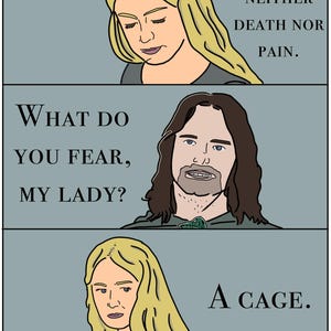 Aragorn and Éowyn Sticker &quot;I fear... A Cage&quot;