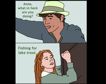 Anne of Green Gables and Gilbert sticker (Fishing for Lake Trout)