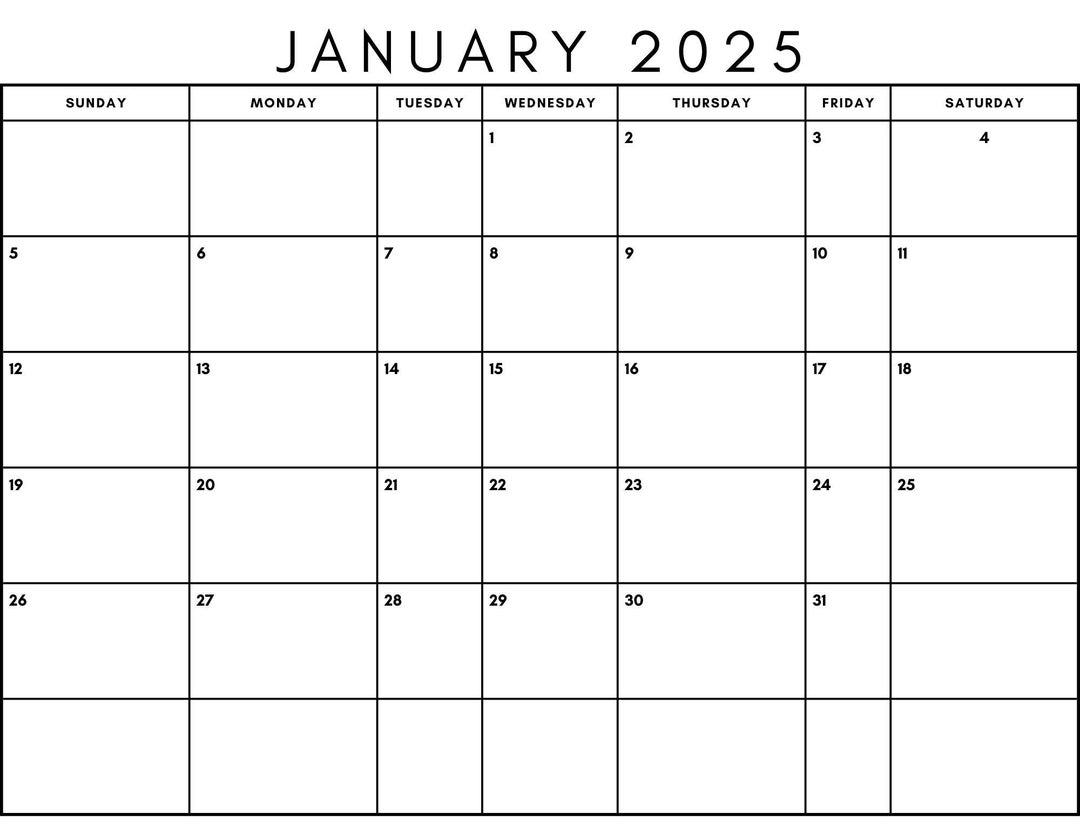 2025 Calendar Printable January Monthly Planner PDF Instant Download