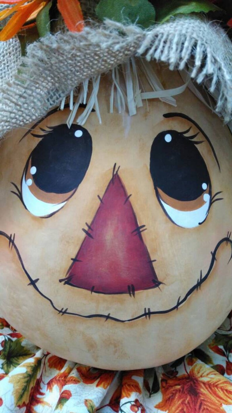 Scarecrow Hand painted scarecrow Painted gourd fall decor | Etsy
