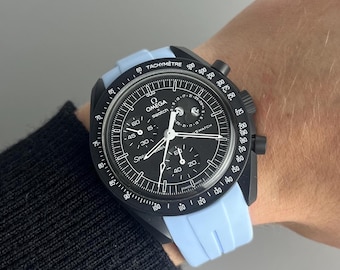 MoonSwatch Omega x Swatch Speedmaster blue silicone rubber strap watch strap - 20mm
