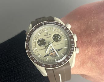 MoonSwatch Omega x Swatch Speedmaster brown and white silicone rubber strap watch strap - 20mm