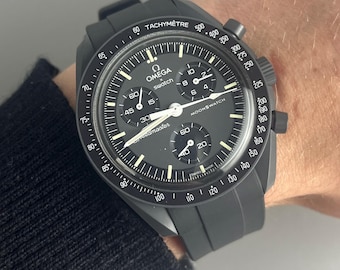 Cinturino per orologio MoonSwatch Omega x Swatch Speedmaster in silicone nero - 20 mm