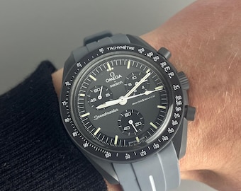 MoonSwatch Omega x Swatch Speedmaster gray and white silicone rubber strap watch strap - 20mm