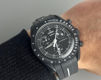 MoonSwatch Omega x Swatch Speedmaster black and white silicone rubber watch strap - 20mm