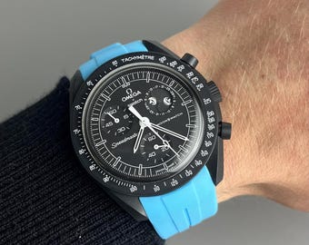 MoonSwatch Omega x Swatch Speedmaster light blue silicone rubber strap watch strap - 20mm