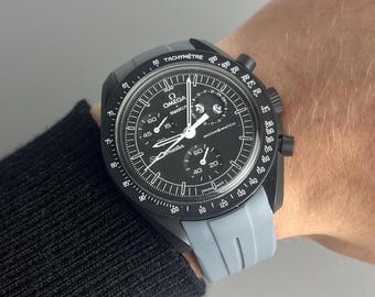Correa de reloj MoonSwatch Omega x Swatch Speedmaster de caucho de silicona gris - 20 mm