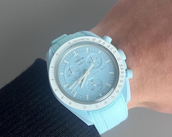 MoonSwatch Omega x Swatch Speedmaster light blue silicone rubber strap watch strap - 20mm