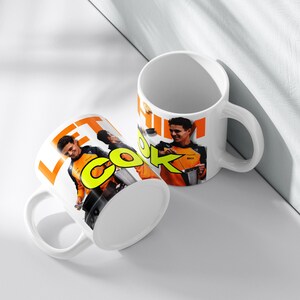 Let Him Cook Now Ceramic Coffee Mug, F1 Driver Lando Norris Cup, Mclaren F1 Driver Norris Coffee Mug, Gift for Racing Fans