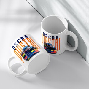 Oscar Piastri Helmet Ceramic Coffee Mug, F1 Driver Oscar Piastri Cup, Mclaren F1 Team Coffee Mug, Piastri 81 Coffee Mug