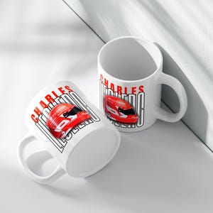 Charles Leclerc Helmet Ceramic Coffee Mug, F1 Driver Charles Leclerc Ferrari Cup, Scuderia Ferrari Coffee Mug, Gift for Racing Fans