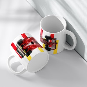 Ferrari F1 Car Ceramic Coffee Mug, Ferrari F2002 Formula 1 Car Cup, Scuderia Ferrari Micheal Schumacher Car Coffee Mug, Gift for Racing Fans
