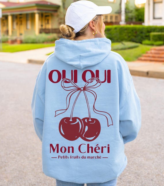 Cherry Graphic Hoodie, French Aesthetic Pullover, Coquette