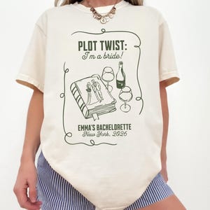 Book Bachelorette Shirt Plot Twist She's a Bride Tee Bride's Book Club Bachelorette Shirt Custom Girls Trip Bridal Party Shirt Bookish Bach