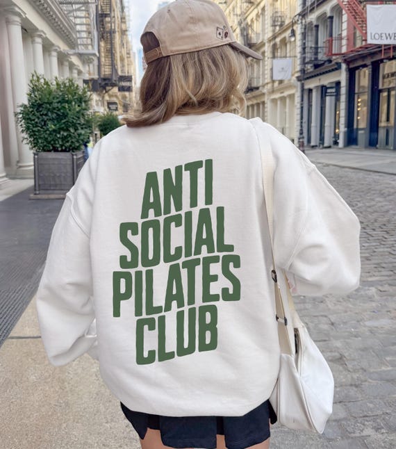 Anti Social Pilates Club Sweatshirt, Aesthetic Pilates Crewneck, Funny Pilates Sweater, Pilates Instructor Gift, Unisex Soft Fleece Pullover