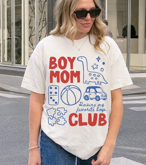 Boy Mom Club Shirt Raising My Favorite Boys Tee Cute Mom Shirt Mothers Day Gift for Boy Moms Comfort Colors Graphic Tee Mom Life Shirt