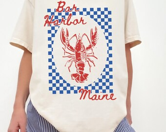 Bar Harbor Maine Lobster Shirt, Coastal Maine Lover Tee, Vintage Lobster Graphic Shirt, New England Summer Tee, Coastal Grandma Shirt Gift