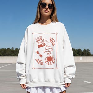 Oversized Coffee & Croissant Sweatshirt: Slow Sunday Brunch Club